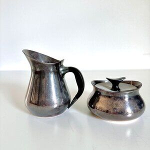 COHR DENMARK ALTA ATOMIC MID CENTURY CREAMER & SUGAR SET EPNS